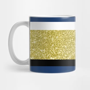 Gold navy blue stripes pattern Mug